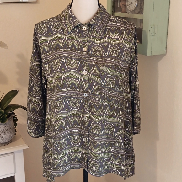 Loco Lindo Multicolor Patterned Blouse. Dreamtime. Boho - Picture 1 of 14